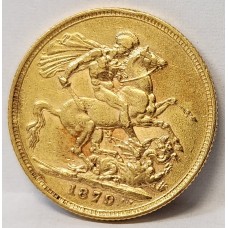 AUSTRALIA 1879 . ONE 1 SOVEREIGN . SYDNEY . GOLD . ST GEORGE